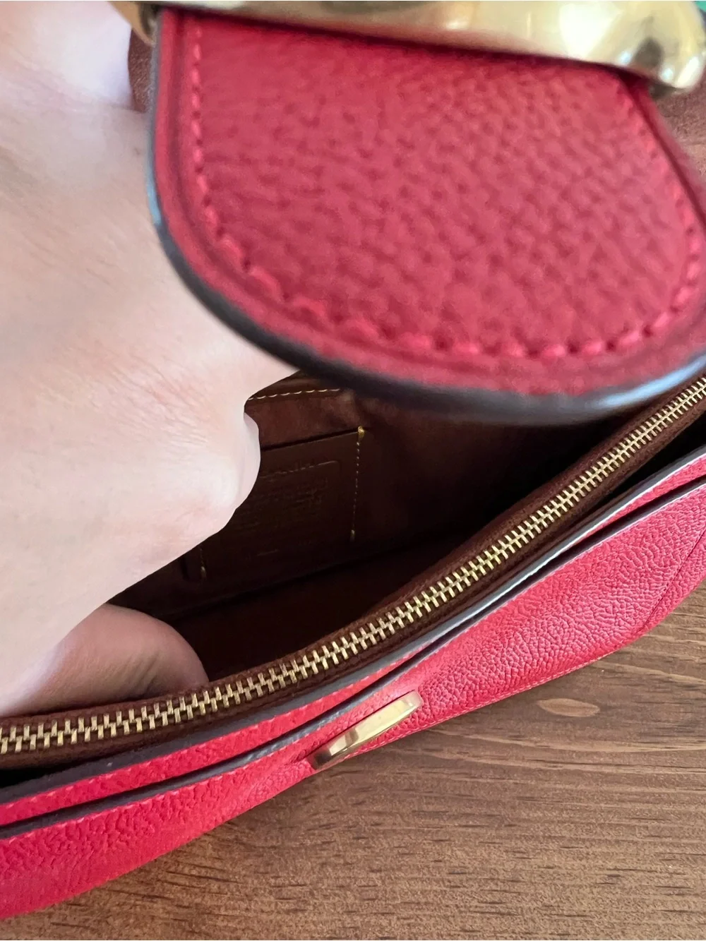 Red Coach Shoulder Bag with Gold Hardware - Picture 3 of 3